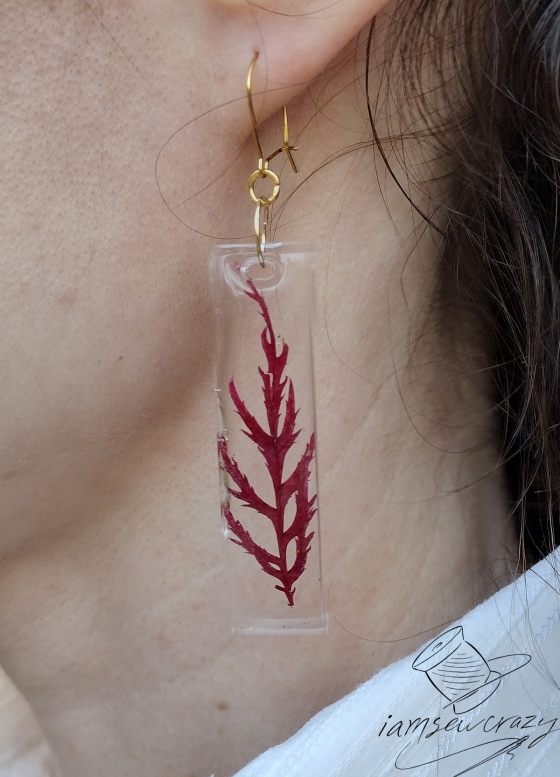 resin and maple leaf earrings